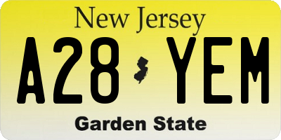 NJ license plate A28YEM