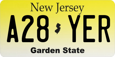 NJ license plate A28YER