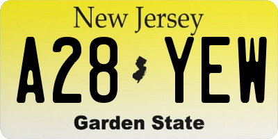 NJ license plate A28YEW