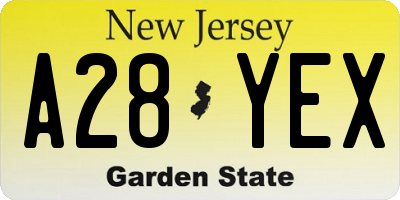 NJ license plate A28YEX