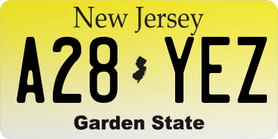 NJ license plate A28YEZ