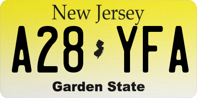 NJ license plate A28YFA