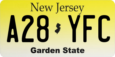 NJ license plate A28YFC