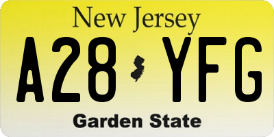 NJ license plate A28YFG