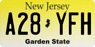 NJ license plate A28YFH