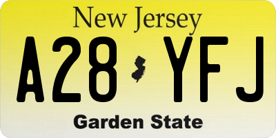 NJ license plate A28YFJ