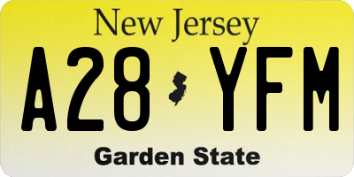 NJ license plate A28YFM