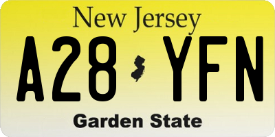 NJ license plate A28YFN