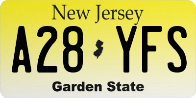 NJ license plate A28YFS