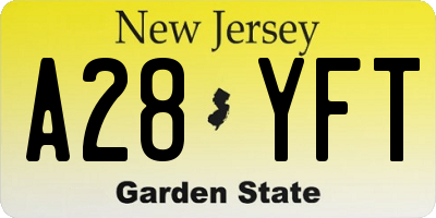 NJ license plate A28YFT