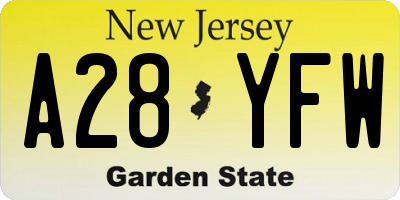NJ license plate A28YFW