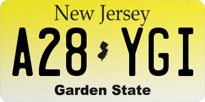 NJ license plate A28YGI