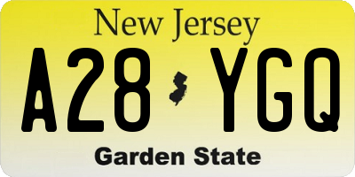 NJ license plate A28YGQ