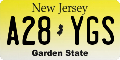 NJ license plate A28YGS