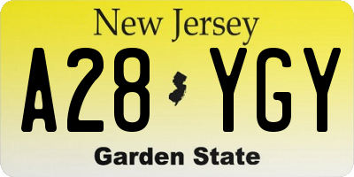 NJ license plate A28YGY