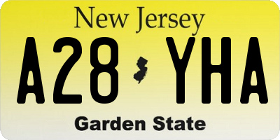 NJ license plate A28YHA