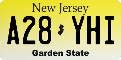 NJ license plate A28YHI