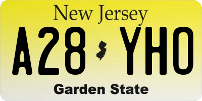 NJ license plate A28YHO