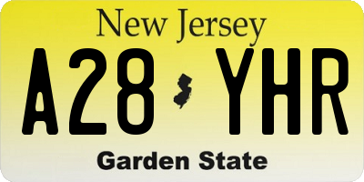 NJ license plate A28YHR