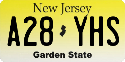 NJ license plate A28YHS