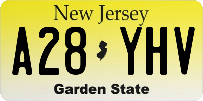 NJ license plate A28YHV