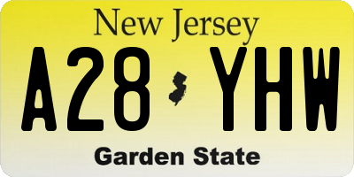 NJ license plate A28YHW