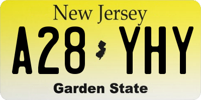 NJ license plate A28YHY