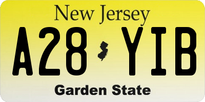 NJ license plate A28YIB
