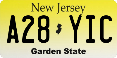NJ license plate A28YIC