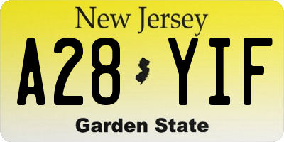 NJ license plate A28YIF