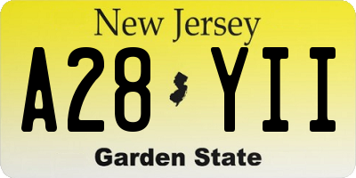 NJ license plate A28YII