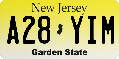 NJ license plate A28YIM