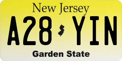 NJ license plate A28YIN
