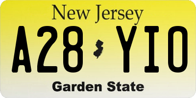 NJ license plate A28YIO