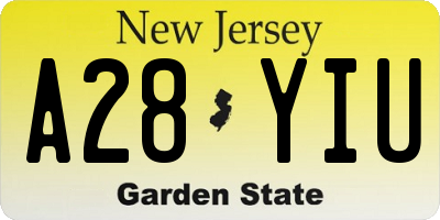 NJ license plate A28YIU