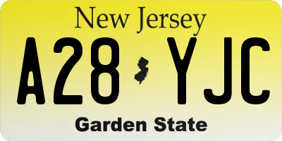 NJ license plate A28YJC