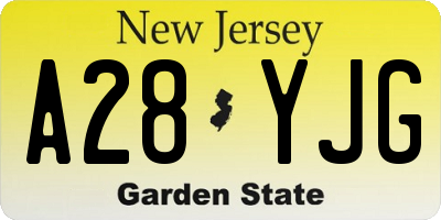 NJ license plate A28YJG
