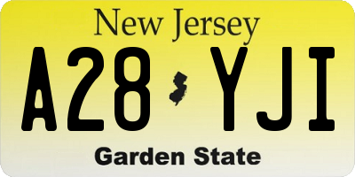 NJ license plate A28YJI