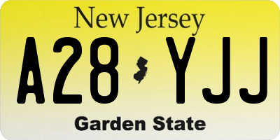 NJ license plate A28YJJ