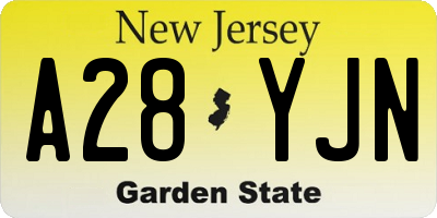 NJ license plate A28YJN
