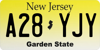 NJ license plate A28YJY