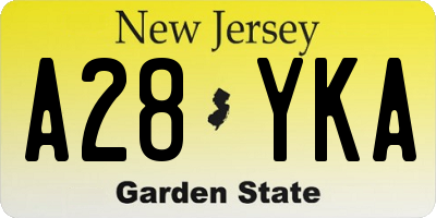 NJ license plate A28YKA