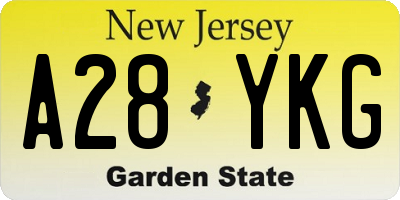 NJ license plate A28YKG