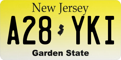 NJ license plate A28YKI