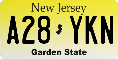 NJ license plate A28YKN