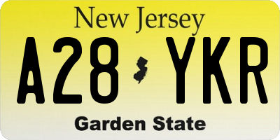 NJ license plate A28YKR