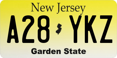 NJ license plate A28YKZ