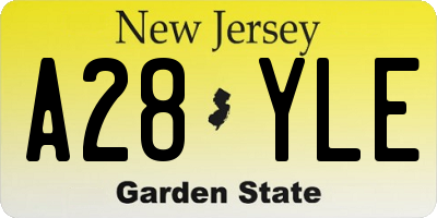 NJ license plate A28YLE