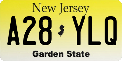 NJ license plate A28YLQ