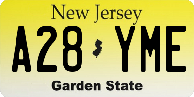 NJ license plate A28YME